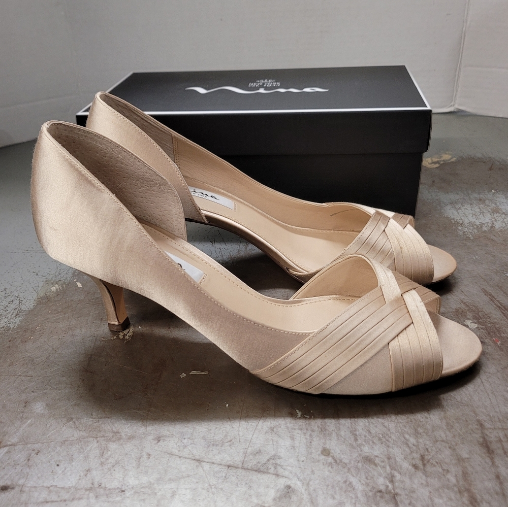 COPY - NINA CHAMPAGNE CONTESA HEELS EVENING WEDDING PARTY SHOES SZ 10